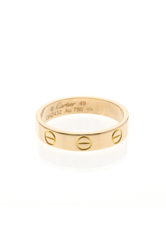 Pre-Owned Cartier Mini Love Ring B4085249 Pink Gold (18K) Fashion No Stone Band Ring Pink Gold