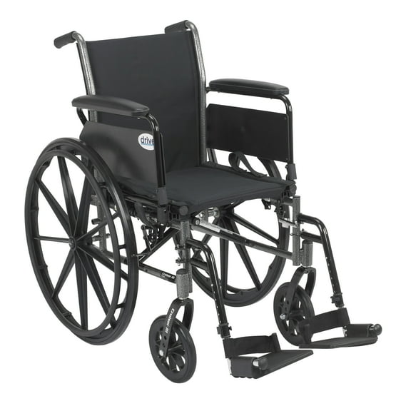 Drive Medical Cruiser III Light Weight Wheelchair with Flip Back Removable Arms, Full Arms, Swing away Footrests, 18" Seat