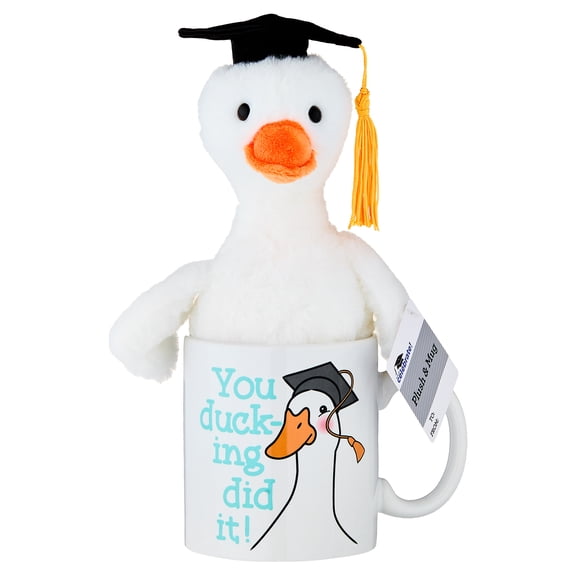 Duck Plush in You Duck-ing Did It Mug, Black and White, Graduation by Way To Celebrate