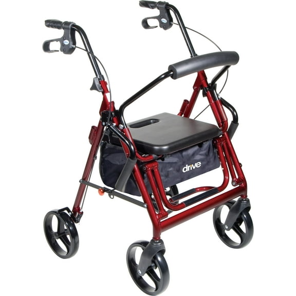 drive Duet 4 Wheel Rollator / Transport Chair 300 lbs Aluminum 31.5 to 37 inch Handle Height