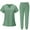 01-Mint Green, variant on Scrub Sets for Woman Solid Color V-Neck Short Sleeve Long Pants Nurse Uniform with Pock Black S