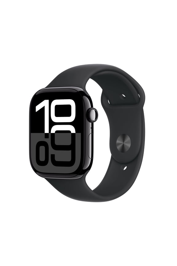 Open Box Apple Watch Series 10 GPS 46mm Jet Black Aluminum Case with Black Sport Band - S/M
