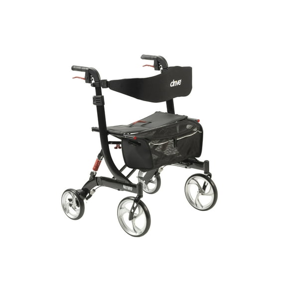 Drive Medical Nitro Euro Style Rollator Rolling Walker, Heavy Duty, Black