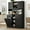 Black, variant on Blotout 47" Wide Kitchen Pantry Storage Cabinet with Charging Station & Microwave Stand, Tall Farmhouse Kitchen Hutch Cabinet, Double Tilt Out Trash Can Cabinet 10X2 Gallon