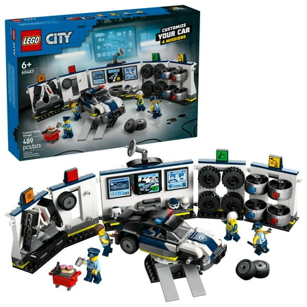 LEGO City Custom Police Car Garage Building Toy for Kids - Modular Construction Set for Pretend Play - Building Blocks W/Police Car Toy for Boys & Girls, Ages 6  - Gifts for Birthdays - 60457