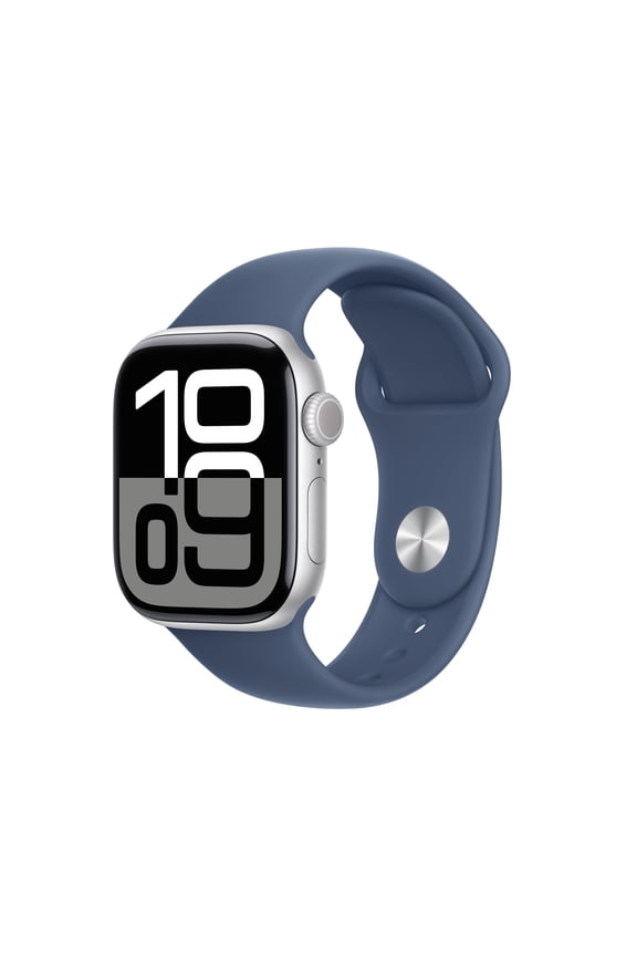 Open Box Apple Watch Gen 10 Series 10 42mm Silver Aluminum - Denim Sport Band MWWA3LW/A