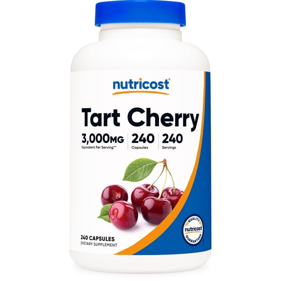 Nutricost Tart Cherry Extract 3000mg Equivalent Per Serving (from 300mg of 10:1 Extract), 240 Vegetarian Capsules for 240 Servings per Bottle - Gluten Free, Non-GMO