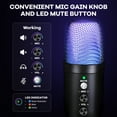 thumbnail image 4 of Atzeste USB Microphone, Computer Condenser Gaming Mic for PC/Laptop/PS4/5, Headphone Output, Volume Control, USB Type C Plug and Play, LED Mute Button, for Streaming, Podcast, Studio Recording, 4 of 9