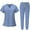 01-Light Blue, variant on Scrub Sets for Woman Solid Color V-Neck Short Sleeve Long Pants Nurse Uniform with Pock Black S