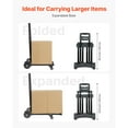 thumbnail image 4 of KFFKFF Folding Hand Truck, 290 lbs Capacity, Compact Luggage Cart with 4 Wheels, 2 Elastic Straps & Adjustable Base, Versatile Dolly for Travel, Office, and Moving, Black, 4 of 9