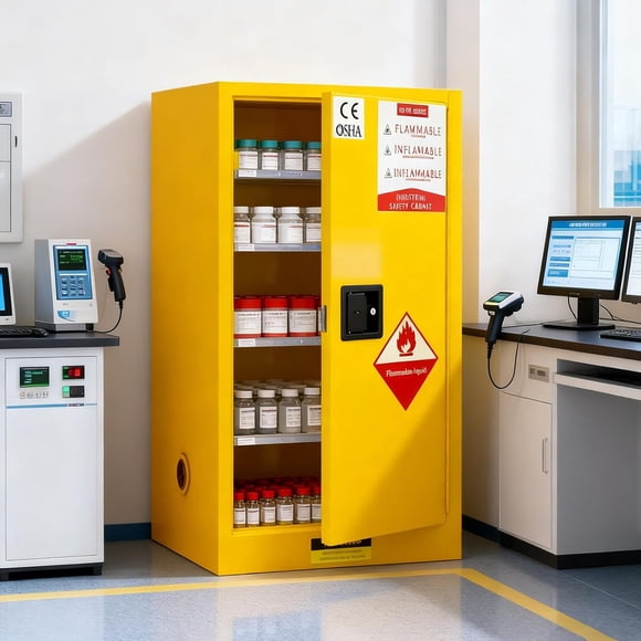 18" W x 18" D x 35" H Fireproof Filing Cabinet 5-6 Gallon, Industry Flammable Cabinet, Gas Can Storage Cabinet for Home Garage and Industrial Shop Use