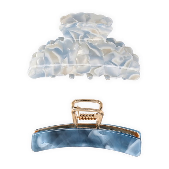 Time and Tru Women's Hair Claw Clips, 2-Pack, Blue