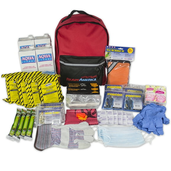 Ready America 4 Person Emergency Kit with Food, Water, and First-Aid Supplies