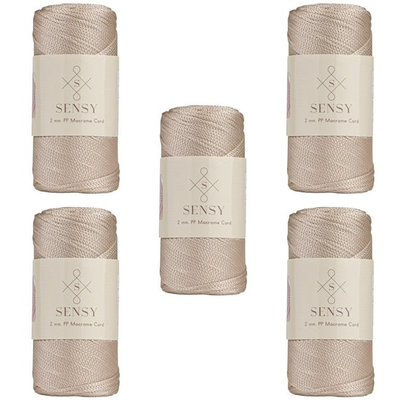 5 Skeins of Sensy Premium 2mm 251 Yards Polyester Rope 100% Polypropylene Cord Macrame Cord 2mm Crochet Bag Cord Macrame Rope Crochet Thread Gift for Knitter (Latte)
