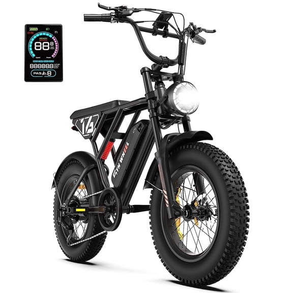 5TH WHEEL LB16 Peak 1500W Electric Bike for Adults,48V 14.5Ah Removable Battery,20" × 4 Fat Tire E-Mountain Bikes,Front Suspension,7-Speed,UL2849