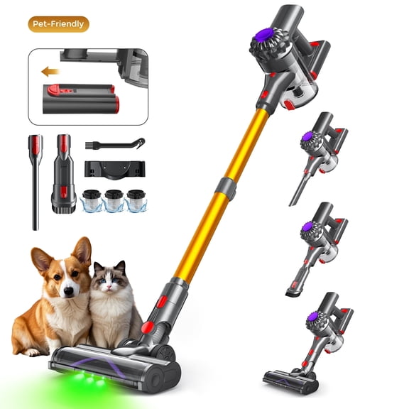 Cordless Stick Vacuum Cleaner 450W/40Kpa, 6 in 1 Rechargeable Cordless Vacuum, Lightweight Upright for Home Pet Hair Car Carpet Hardwood Floor