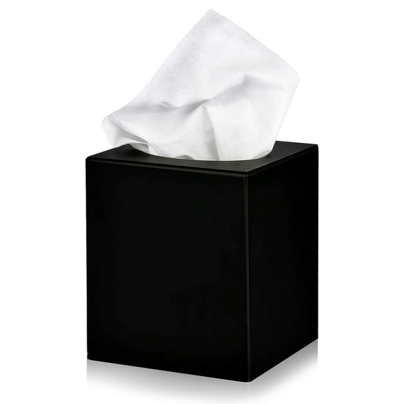 Alpine Industries Black Acrylic Tissue Box Cover - Eco Friendly Dispenser - Decorative Holder/Organizer for Bathroom, Office Desk & Car (Black)