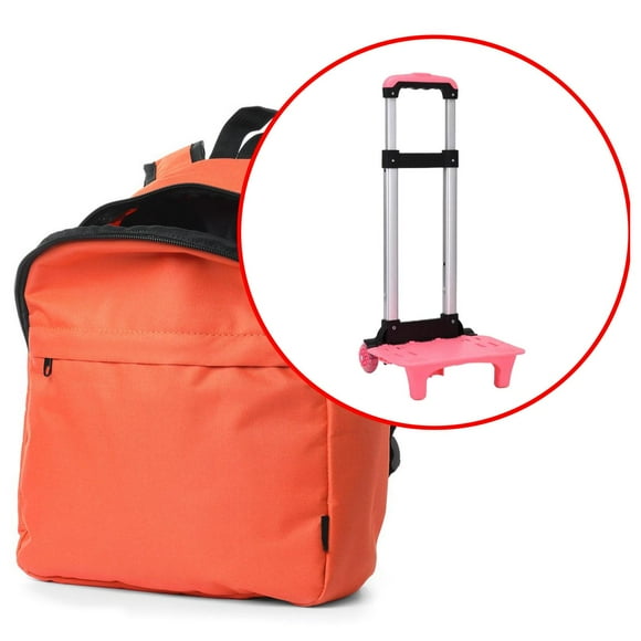 BAOSITY Backpack Trolley Backpack Hand Truck Two Wheels Portable Telescopic Rod Luggage Cart for Outdoor Children Travel , Pink