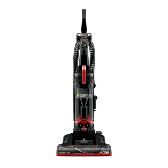 BISSELL PowerForce Helix Turbo Pet, Bagless, Upright Vacuum, Pet Friendly, Specialized Pet TurboBrush Tool, Wide Cleaning Path, Easy Empty Large Capacity Dirt tank, 3332, Black & Red