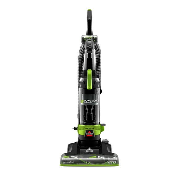BISSELL PowerForce Helix Turbo Rewind Pet, Upright Vacuum, Pet Friendly, Automatic Cord Rewind, Powerful Pet Hair Pickup, Extra-Wide Cleaning Path, 3333, Black & Green