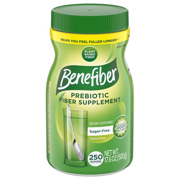 Benefiber Daily Prebiotic Glp-1 Friendly Fiber Supplement Powder, Unflavored - 250 Teaspoons (17.6 Ounces)