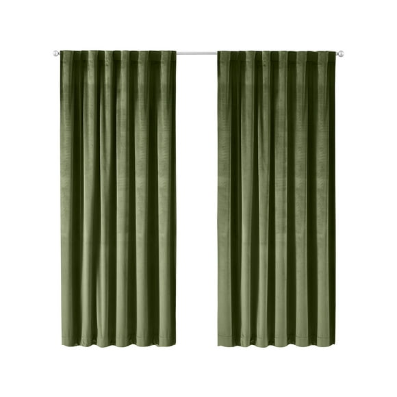 Better Homes & Gardens Dutch Velvet Solid 100% Blackout Single Curtain Panel, Green, 52" W x 84" L