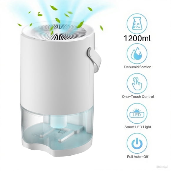 Bitiwend 1200ml Portable Dehumidifier, Auto Defrost, Ultra Quiet for Home Large Room Bathroom Garage,Auto Power Off,LED Indicator,clearance sales,White