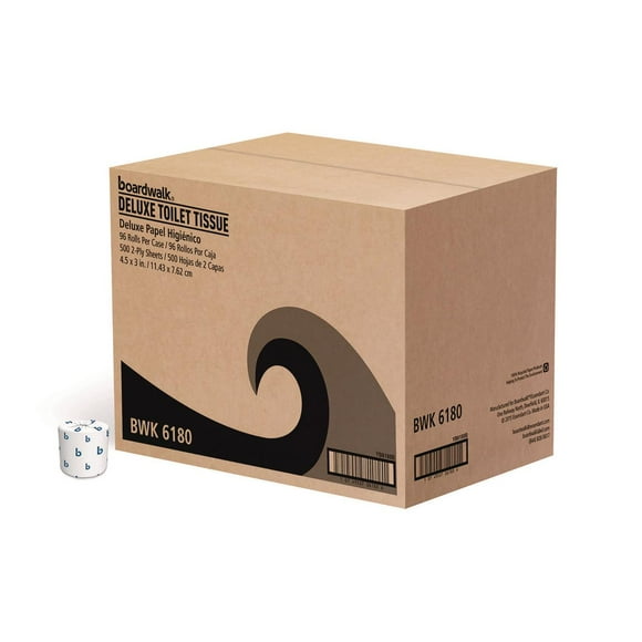 Boardwalk 2-Ply Toilet Paper, 96 Rolls, 500 Sheets per Roll (48,000 Total), Septic Safe, White