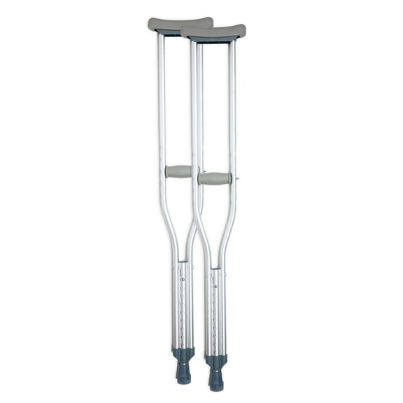 BodyMed Aluminum Crutches, Small (Pair) - Adjustable Height (4'6" - 5'0"), Lightweight Design, Padded Underarm Cushions & Hand Grips, Non-Slip Rubber Tips - Supports Up to 300 Pounds