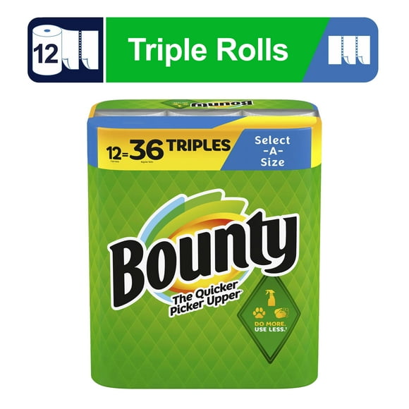 Bounty Paper Towels Select-A-Size, 12 Triple Rolls
