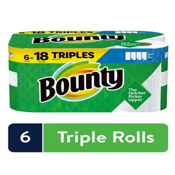 Bounty Select-A-Size Paper Towels, White, 6 Triple Rolls