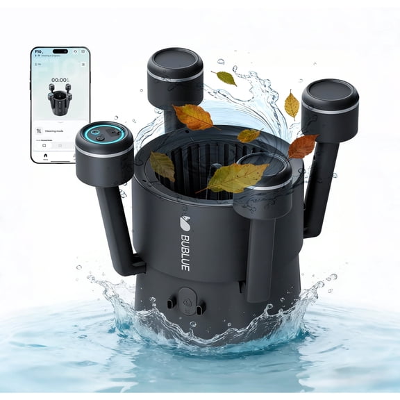 BuVortex V5 Robotic Surface Skimmer, Pool Cleaner with Powerful Suction, Dual Motor, 5L Filter, Dual Cleaning Modes, Smart App Control, One-Tap Docking, LED, AI Navigation