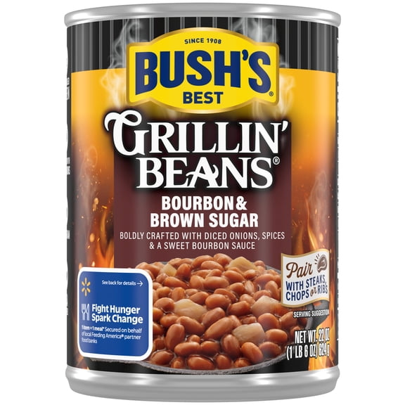 Bush's Bourbon and Brown Sugar Grillin' Beans, Canned Navy Beans, 22 oz