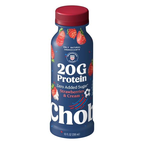 Chobani 20G Protein Low-Fat Greek Yogurt Drink Strawberries & Cream 10 fl oz Bottle