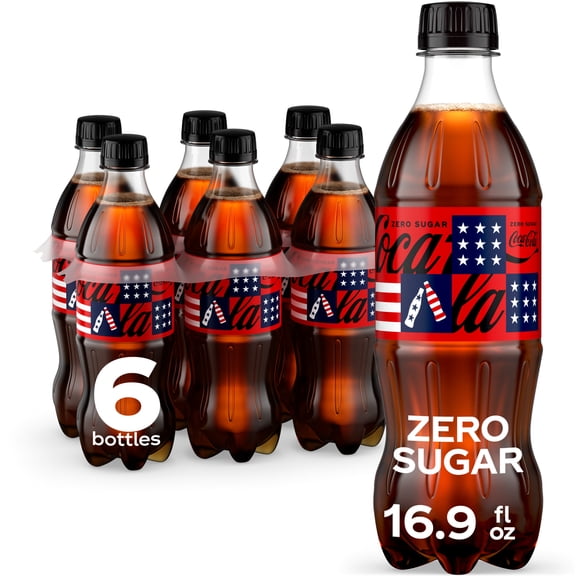 Coca-Cola Zero Sugar Soda Pop Bottles, 16.9 fl oz, 6 Pack