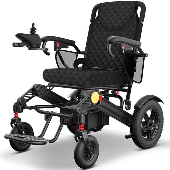 COOLHUT Electric Wheelchair 30+ Miles Long Travel Range, Foldable & Lightweight Motorized Wheelchair with Safety Features, 2 Lithium Battery, Ideal for Seniors & Travel
