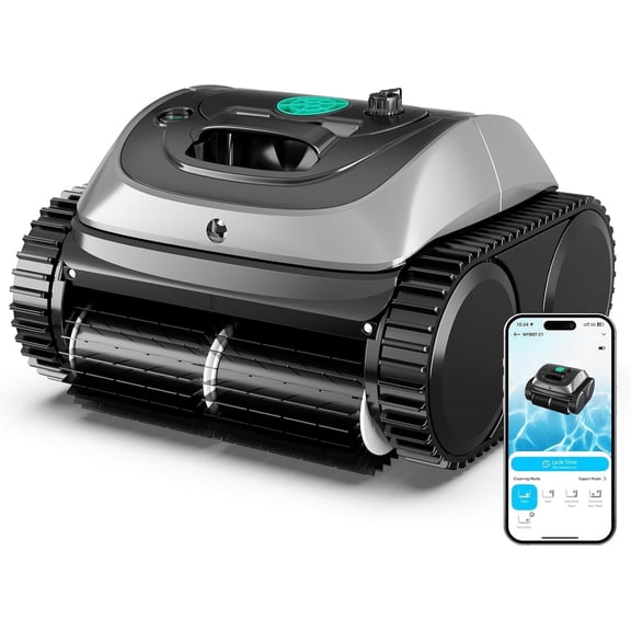 WYBOT C1 Robotic Pool Cleaner, 4-in-1 Cordless Pool Vacuum for Inground Pools up to 1,614 Sq.ft, 150-Min Runtime, Wall & Waterline Cleaning, WiFi & Bluetooth Connect