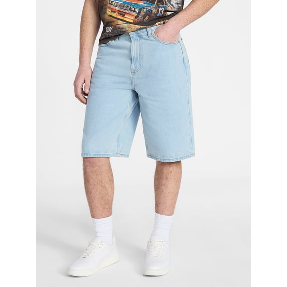 No Boundaries Men’s Denim Shorts, 100% Cotton, 12” Inseam, Sizes 28-44