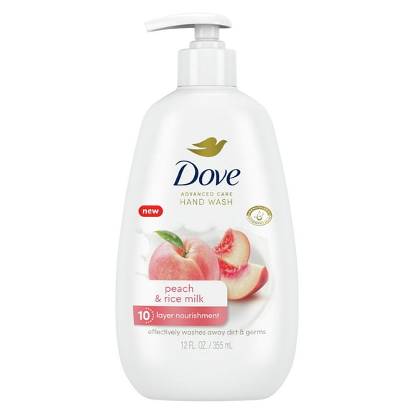 Dove Advanced Care Nourishing Hand Wash for Women Peach & Rice Milk, 12 oz