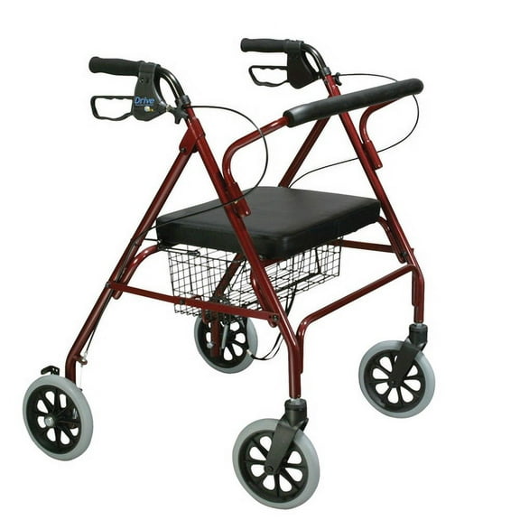 Drive Medical Heavy Duty Bariatric Rollator Rolling Walker with Large Padded Seat, Blue, 500lb.