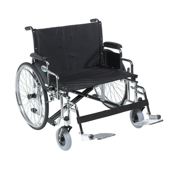 Drive Medical Sentra EC Heavy Duty Extra Wide Wheelchair, Detachable Desk Arms, Swing away Footrests, 28" Seat