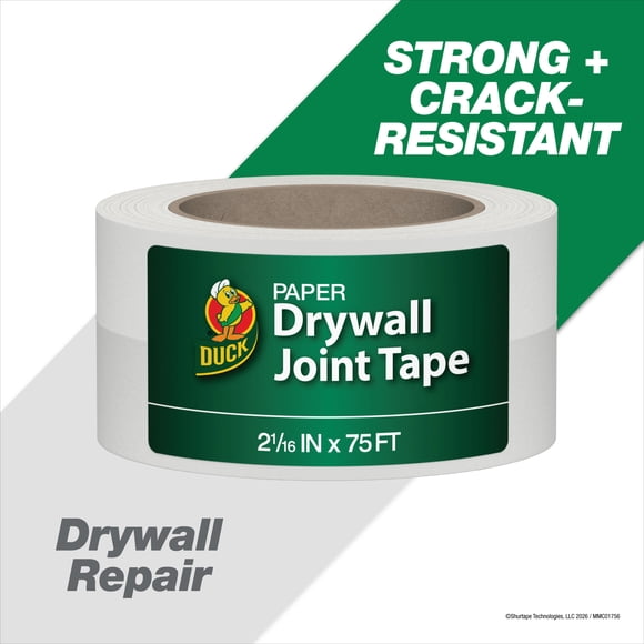 Duck Drywall All Purpose Non-adhesive Joint Paper Tape, 2.06 in. x 75 ft., White, New