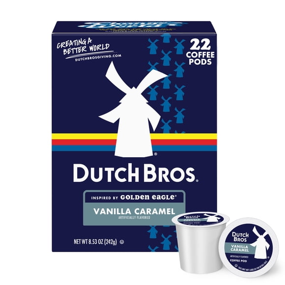 Dutch Bros Vanilla Caramel Flavored Coffee Inspired by Golden Eagle, 22 Count, Medium Roast, Single Serve Coffee Pods for Keurig K-Cup Brewers