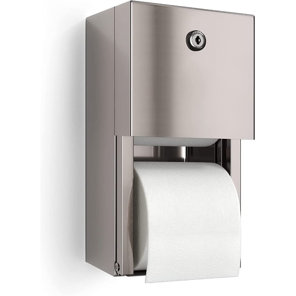 Enbath Commercial Toilet Paper Dispenser, 2 Roll Stainless Steel Toilet Paper Holder. Wall Mount, Locking Tissue Dispensers for Bathroom/Restroom