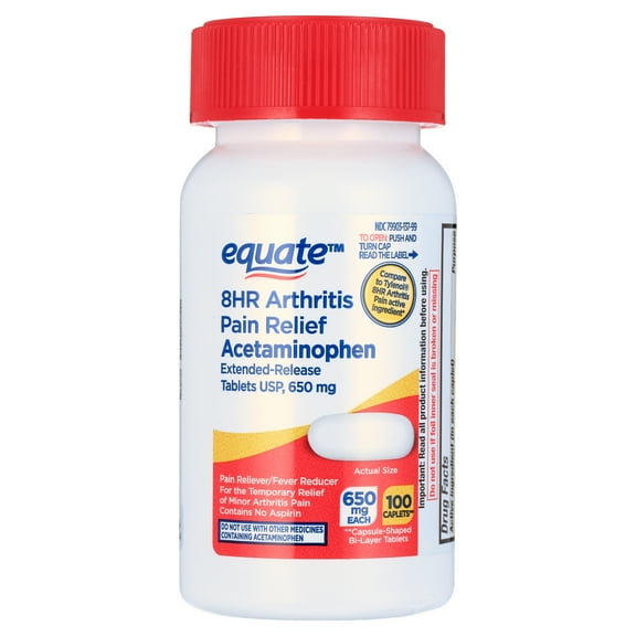 Equate 8 Hour Arthritis Pain Relief Acetaminophen Extended Release Tablets, 650mg, 100 Count