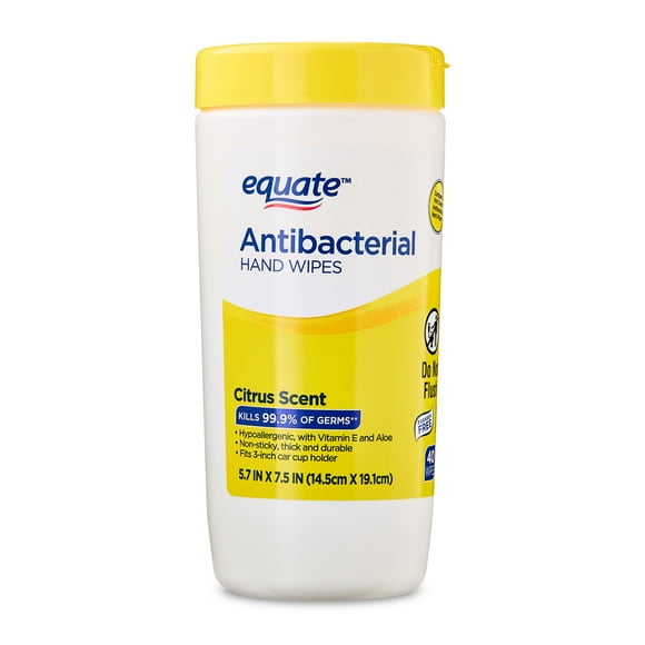 Equate Antibacterial Hand Wipes, Citrus Scent, 40 Wipes