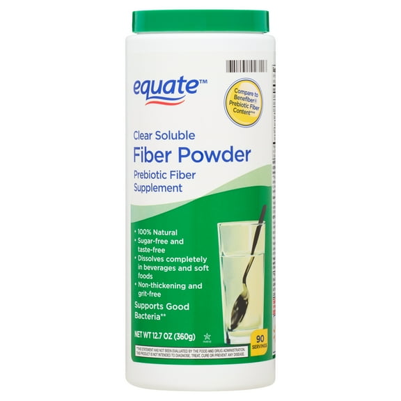 Equate Clear Soluble Fiber Powder 12.7 oz, Flavor-Free, Compare to Benefiber Prebiotic Fiber