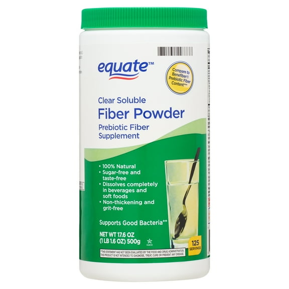 Equate Sugar Free Fiber Supplement Powder, 17.6 oz, Compare to Benefiber® Prebiotic Fiber Content