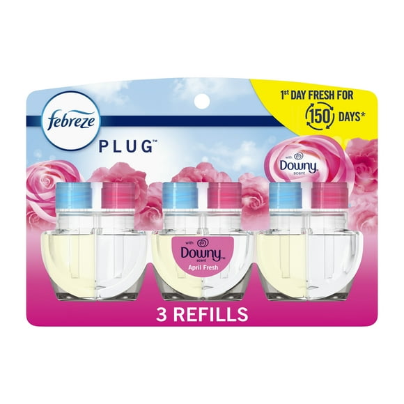 Febreze Plug In Air Freshener Scented Oil Refill Downy April Fresh, 3 Count