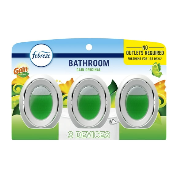 Febreze Odor-Fighting BATH Air Freshener, Gain Original Scent, 3 count